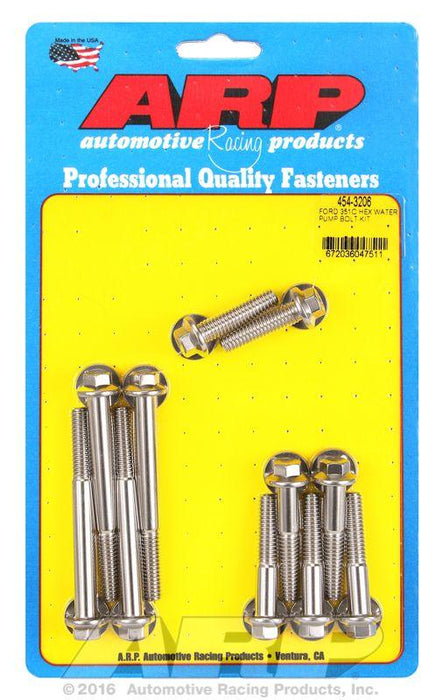 ARP Hex Head Stainless Steel Water Pump Bolt Kit (AR454-3206)