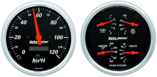 AutoMeter Designer Black Series Quad Gauge/Speedometer Kit (AU1403) AU1403