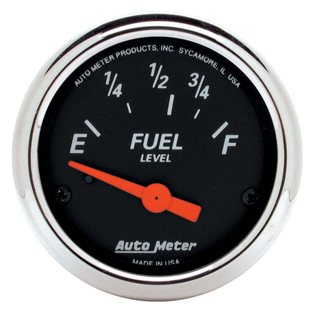 AutoMeter Designer Black Series Fuel Level Gauge Chrome Bezel (AU1423) AU1423