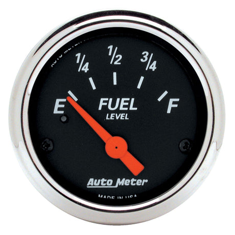 AutoMeter Designer Black Series Fuel Level Gauge Chrome Bezel (AU1424) AU1424