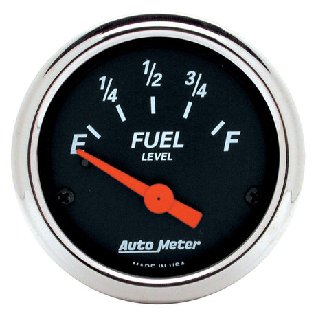 AutoMeter Designer Black Series Fuel Level Gauge Chrome Bezel (AU1425) AU1425