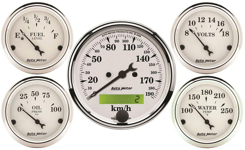 Autometer Old Tyme White 5 Gauge Kit (AU1602-M) AU1602-M