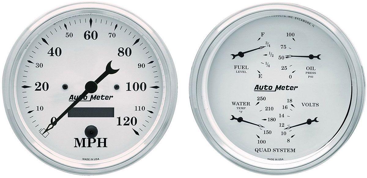 AutoMeter Old Tyme White Quad Gauge/Speedometer Kit (AU1603) AU1603