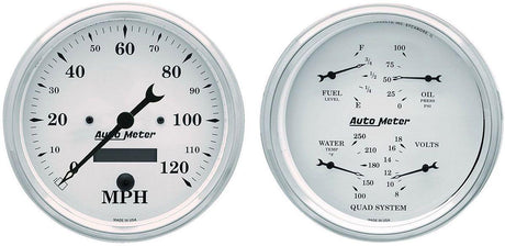 AutoMeter Old Tyme White Quad Gauge/Speedometer Kit (AU1603) AU1603