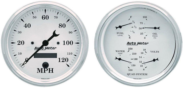 AutoMeter Old Tyme White Quad Gauge/Speedometer Kit (AU1603) AU1603