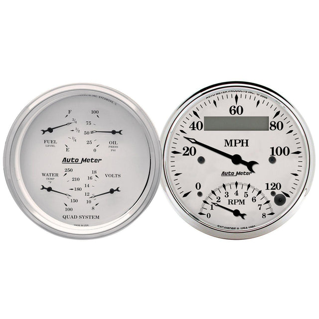 AutoMeter Old Tyme White Quad Gauge Tach/Speedometer (AU1620) AU1620