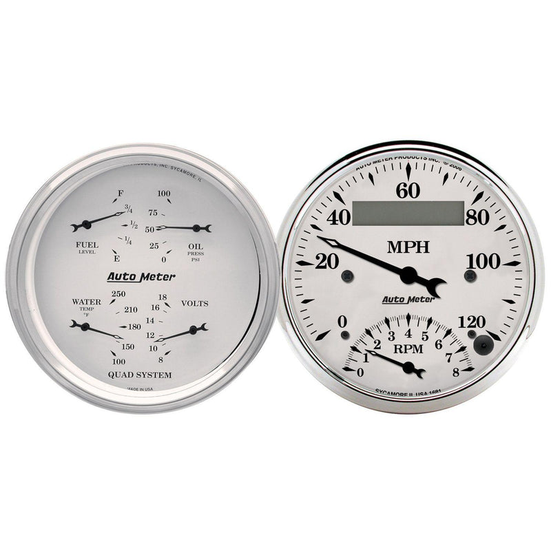 Autometer Old Tyme White Quad Gauge Tach/Speedometer (AU1620) AU1620