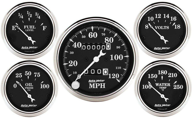 AutoMeter Old Tyme Black Series 5-Gauge Kit (AU1708) AU1708