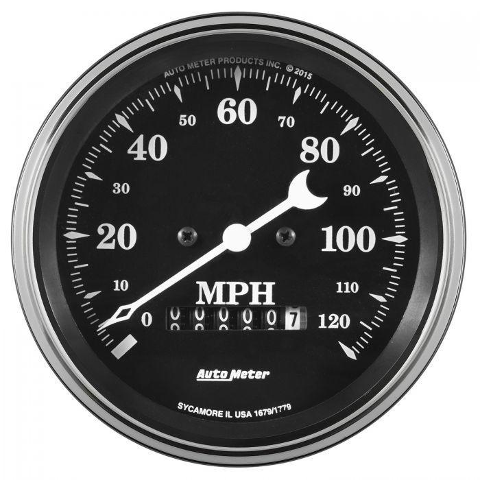 AutoMeter Old Tyme 3-3/8" Black 120mph Electronic Speedo (AU1779) AU1779