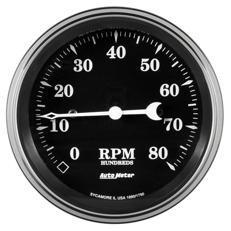 Autometer Old Tyme Black Series 3-3/8" In Dash 8,000 RPM Tachometer (AU1790) AU1790
