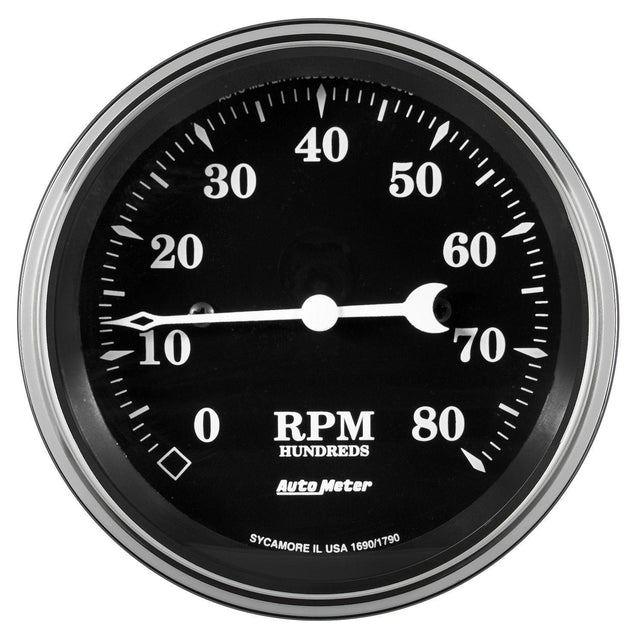 AutoMeter Old Tyme Black Series 3-3/8" In Dash 8,000 RPM Tachometer (AU1790) AU1790