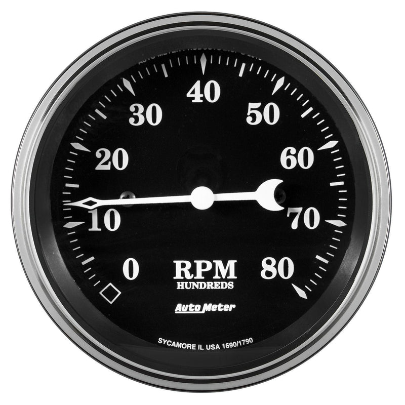 Autometer Old Tyme Black Series 3-3/8" In Dash 8,000 RPM Tachometer (AU1790) AU1790