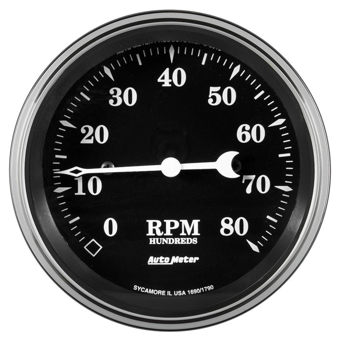 Autometer Old Tyme Black Series 3-3/8" In Dash 8,000 RPM Tachometer (AU1790)