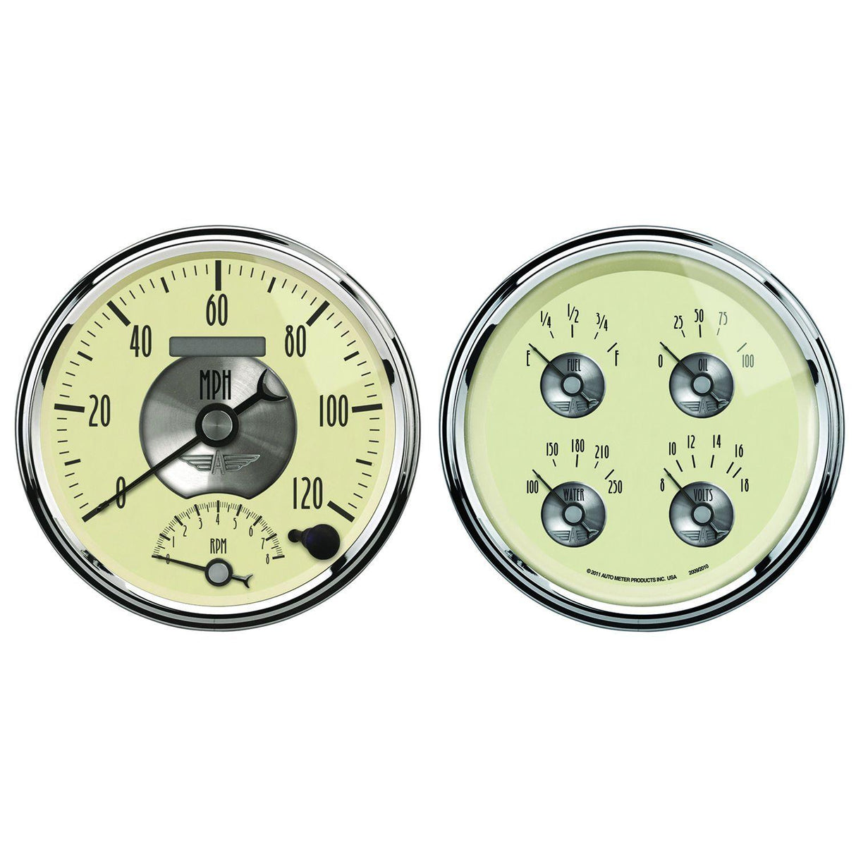 AutoMeter Prestige Antique Ivory Series 5" Quad Speedo & Tacho Gauge Kit (AU2004) AU2004