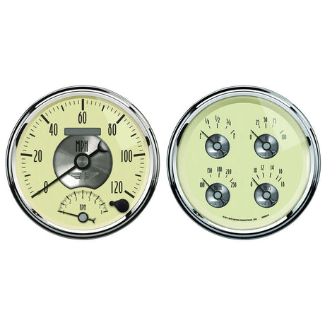 AutoMeter Prestige Antique Ivory Series 5" Quad Speedo & Tacho Gauge Kit (AU2004) AU2004