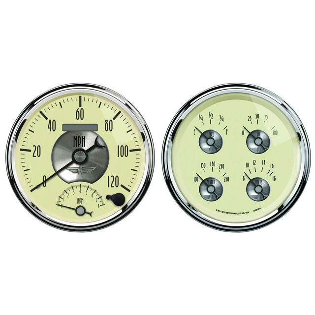 AutoMeter Prestige Antique Ivory Series 5" Quad Speedo & Tacho Gauge Kit (AU2004) AU2004
