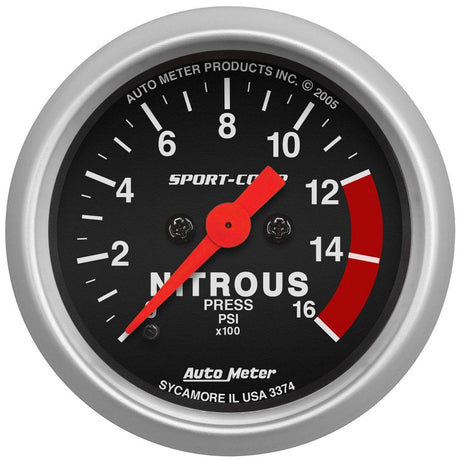 Autometer Sport-Comp Series Nitrous Pressure Gauge (AU3374) AU3374