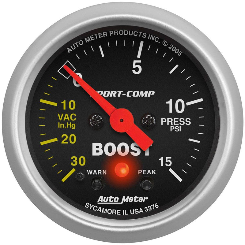 Autometer Sport-Comp Series Boost/Vacuum Gauge (AU3376) AU3376