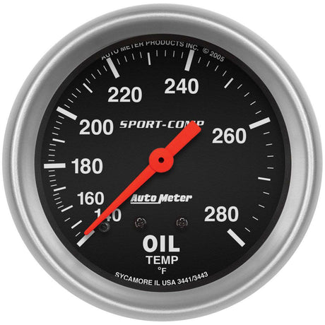 AutoMeter Sport-Comp Series Oil Temperature Gauge (AU3443) AU3443