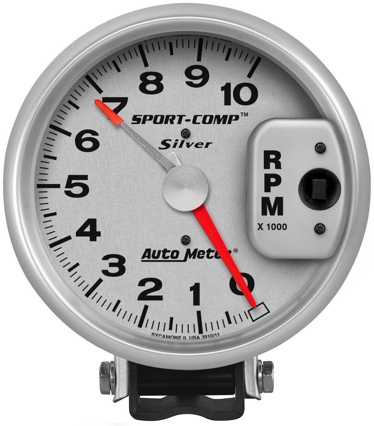 AutoMeter Sport-Comp Silver Tachometer (AU3910) AU3910