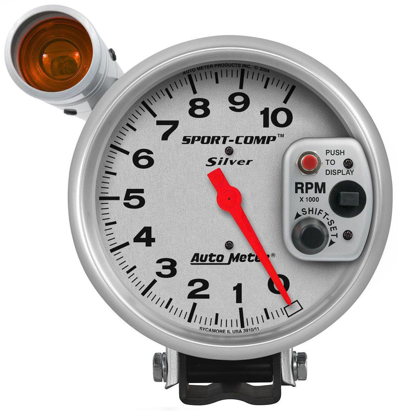 Autometer Sport-Comp Silver Shift-Lite Tachometer (AU3911) AU3911