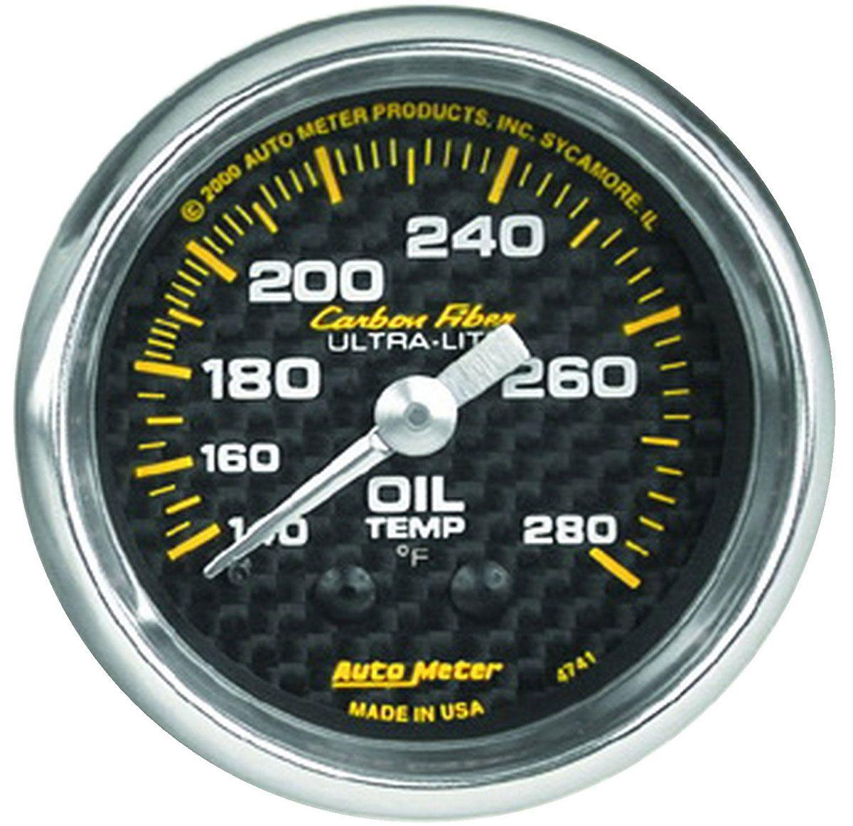 AutoMeter Carbon Fiber Series Oil Temperature Gauge (AU4741) AU4741