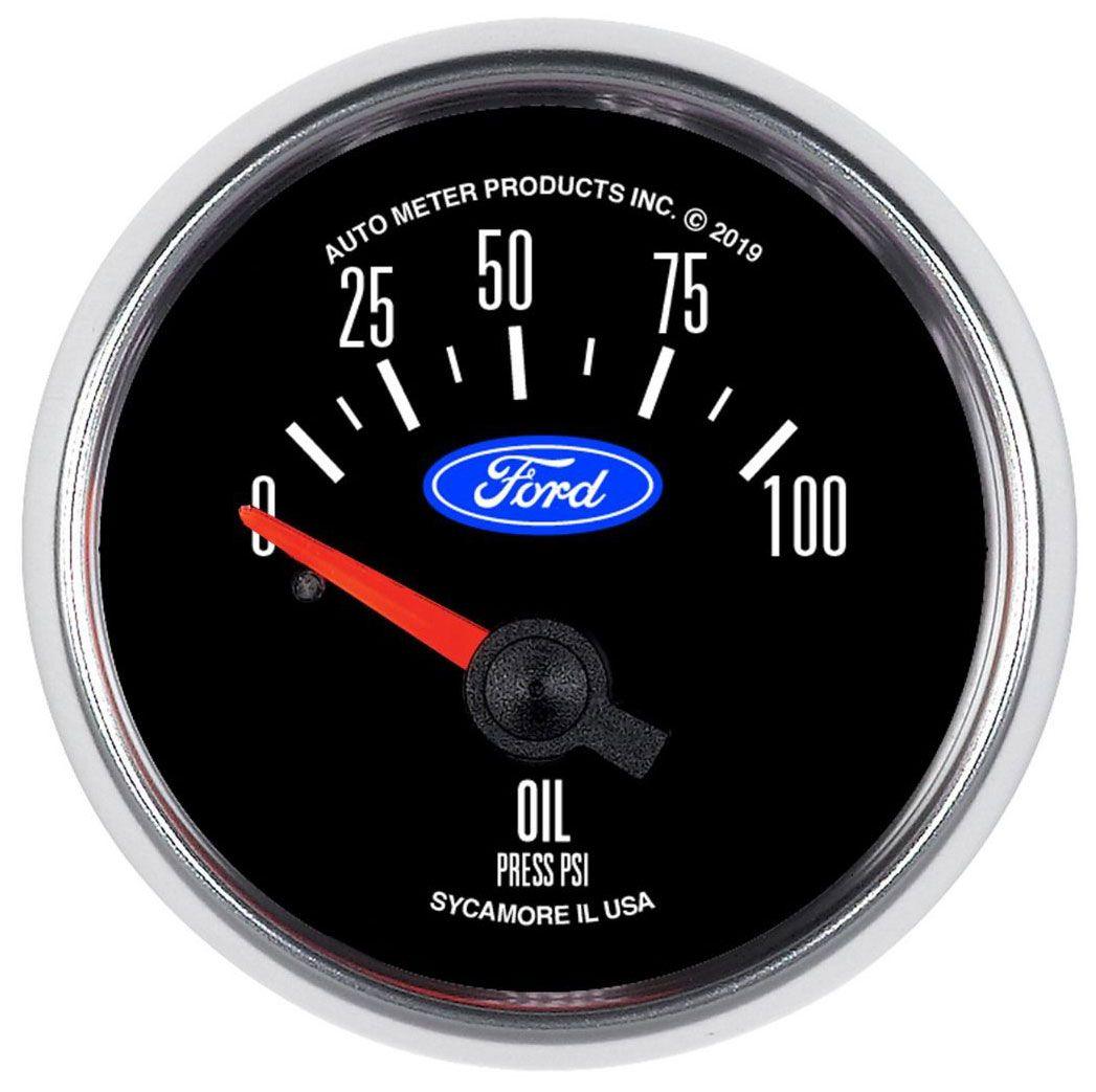 Autometer Ford Logo Series 2-1/16" Electric Oil Pressure Gauge, Chrome Bezel (AU880821) AU880821
