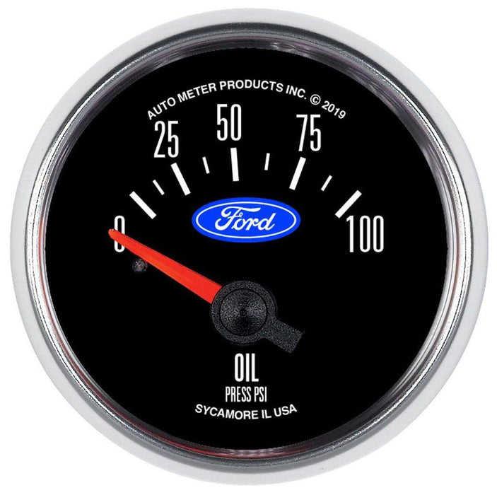 Autometer Ford Logo Series 2-1/16" Electric Oil Pressure Gauge, Chrome Bezel (AU880821)