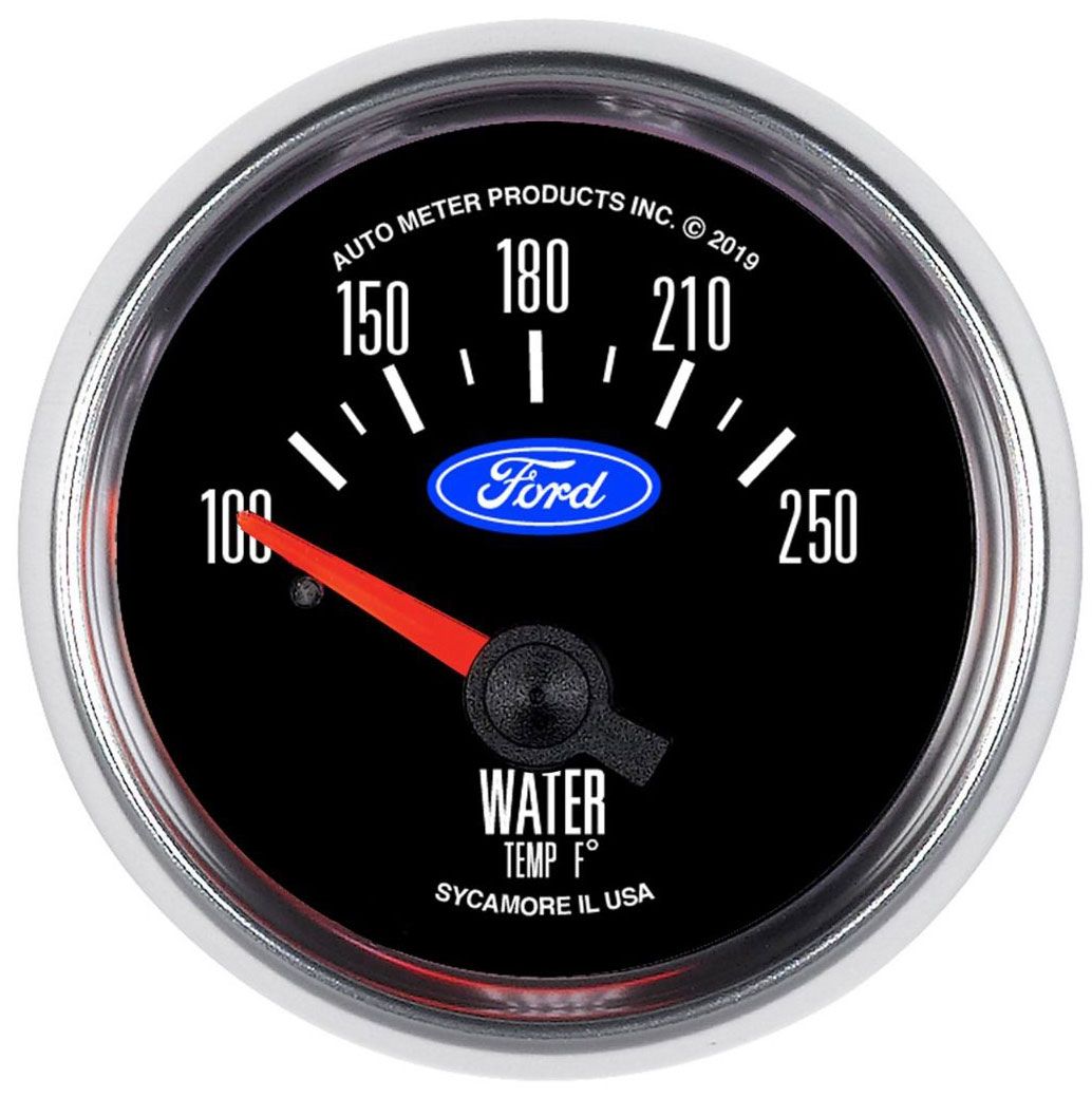 AutoMeter Ford Logo Series 2-1/16" Electric Water Temp Gauge, Chrome Bezel (AU880822)