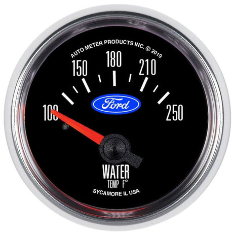 AutoMeter Ford Logo Series 2-1/16" Electric Water Temp Gauge, Chrome Bezel (AU880822)