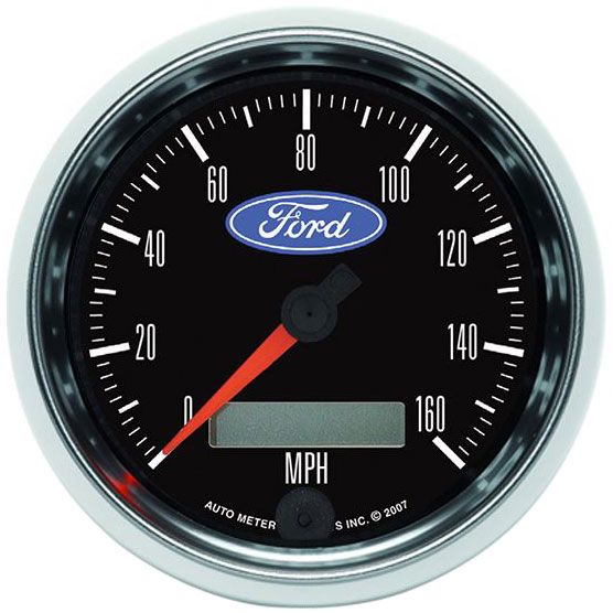 AutoMeter Ford Logo Series 3-3/8" 160 mph Electric Speedometer, Chrome Bezel (AU880824) AU880824