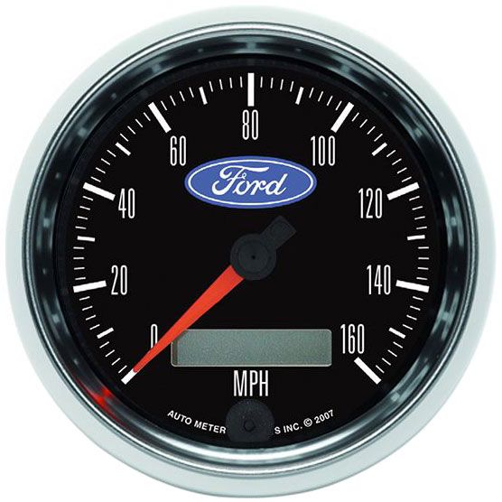Autometer Ford Logo Series 3-3/8" 160 mph Electric Speedometer, Chrome Bezel (AU880824)
