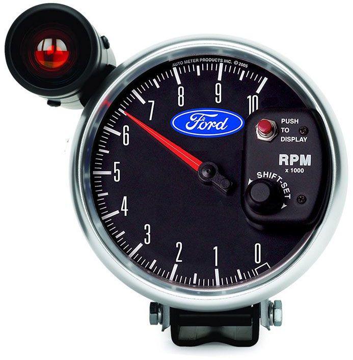 AutoMeter Ford Logo Series 5" 10,000 RPM Tachometer with Shift-Lite, Chrome Bezel (AU880827) AU880827