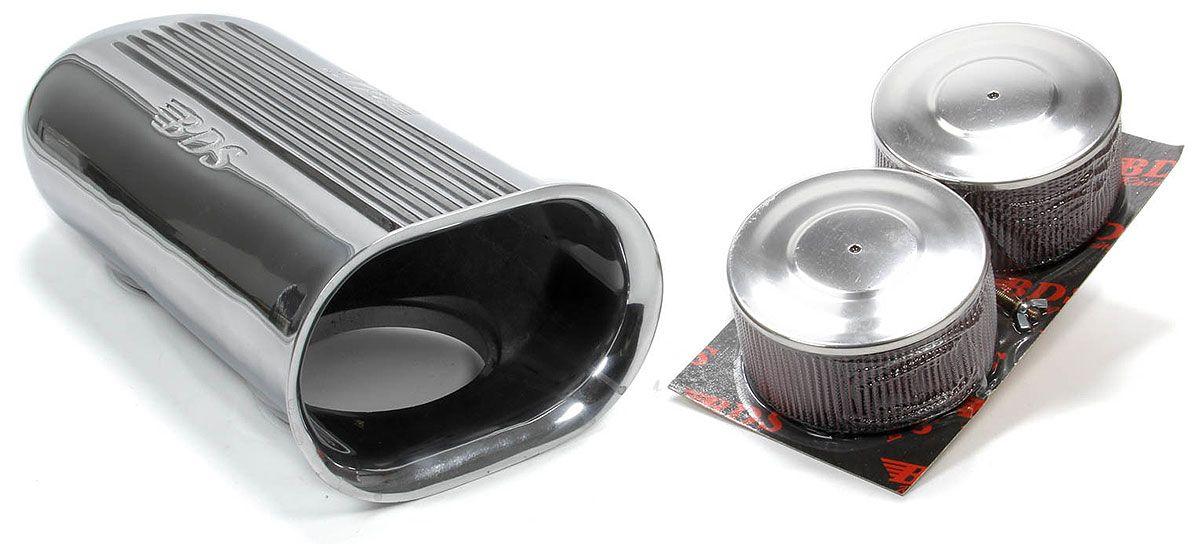 BDS Dual 5-1/8" Carb Flange Scoop with Filters, Polished - Automotive - Fast Lane Spares