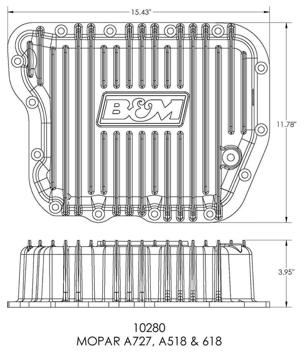 B&M Transmission Pan, Hi-Tek Deep Pan, Mopar A727, A518 & 618 (BM10280)