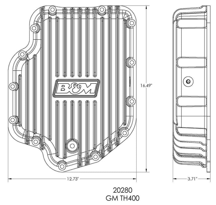 B&M Transmission Pan, Hi-Tek Deep Cast Aluminium, TH400 (BM20280)