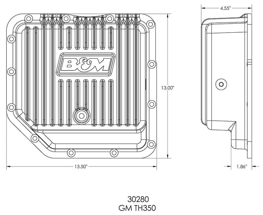 B&M Transmission Pan, Hi-Tek Deep Aluminium, GM TH350 (BM30280)