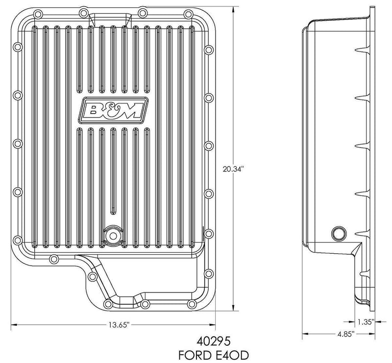 B&M Transmission Pan, Hi-Tek Deep Aluminium, For Ford E4OD, 4R100 & 5R100 (BM40295)