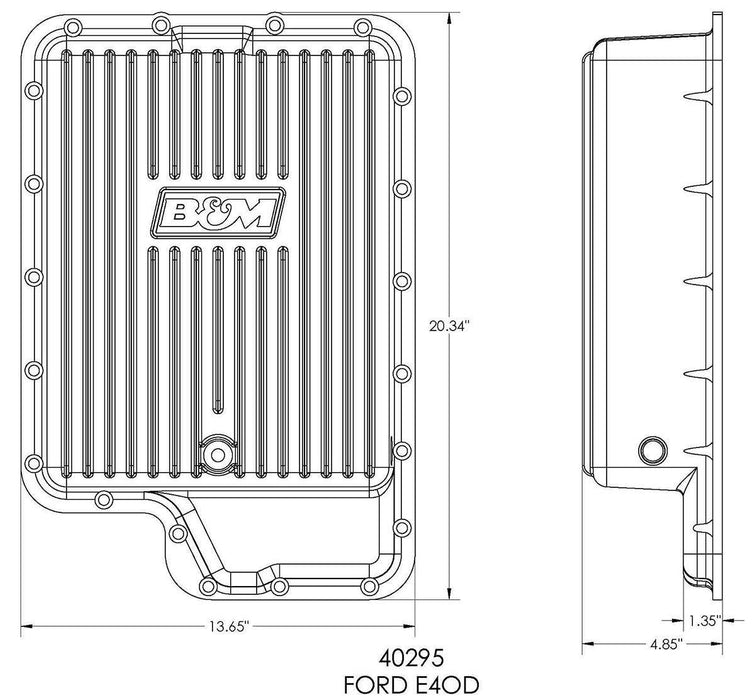 B&M Transmission Pan, Hi-Tek Deep Aluminium, For Ford E4OD, 4R100 & 5R100 (BM40295)