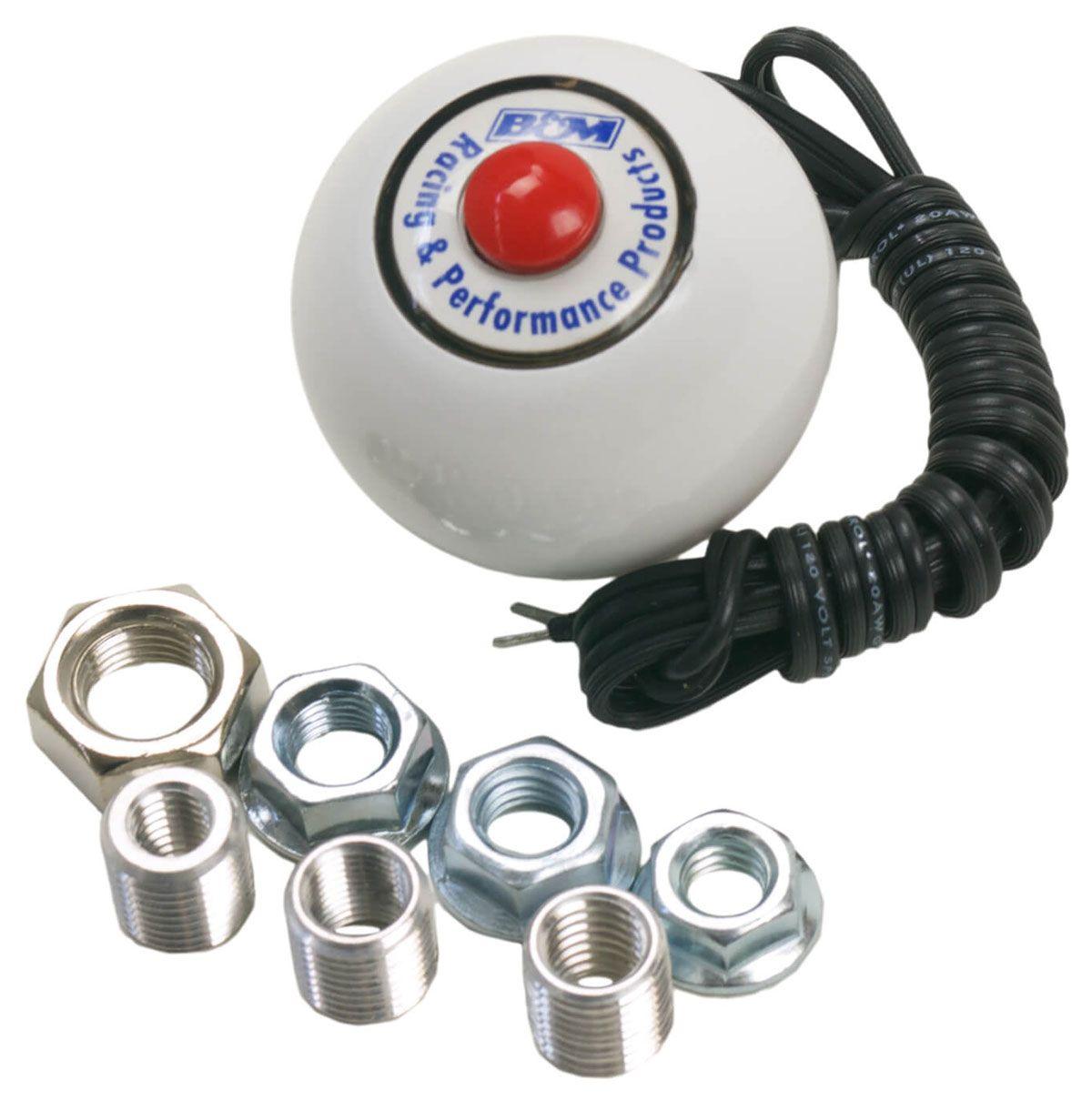 B&M Shift Knob, Round, Plastic, White, Logo, Automatic, Manual Transmission, Each (BM46112) BM46112