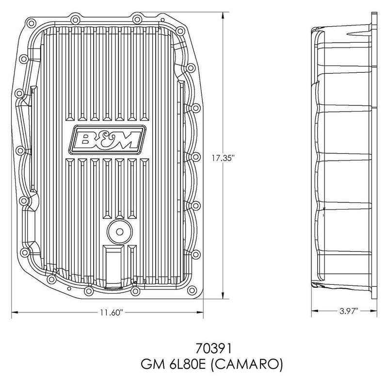 B&M Transmission Pan, Hi-Tek Deep Aluminium, GM 6L80E 2010-2015 (BM70391)