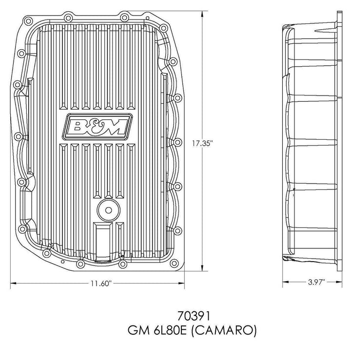 B&M Transmission Pan, Hi-Tek Deep Aluminium, GM 6L80E 2010-2015 (BM70391)