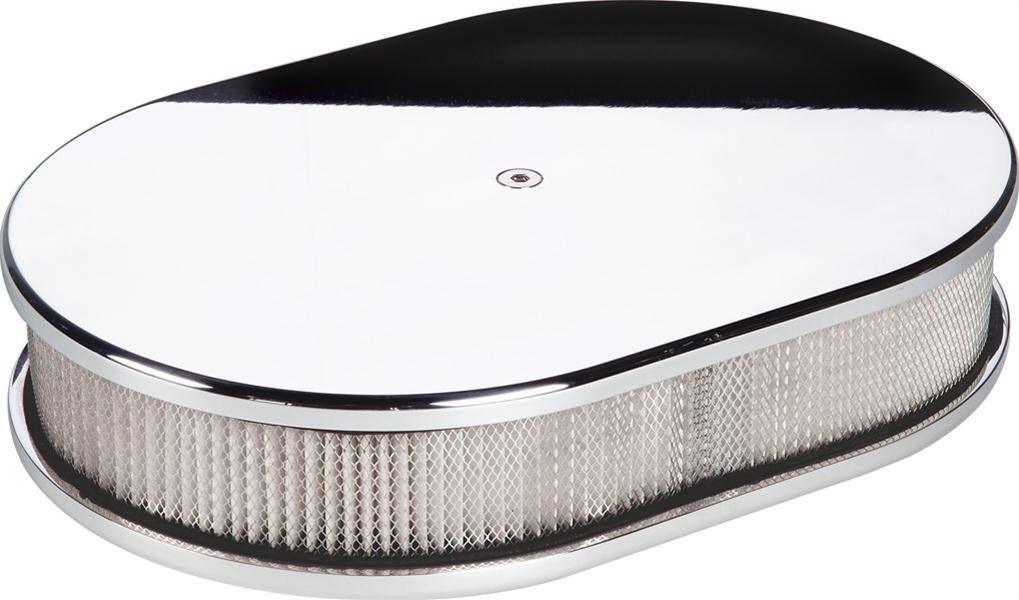 Billet Polished Aluminium Small Oval Air Cleaner Assembly - Plain (BS15329)