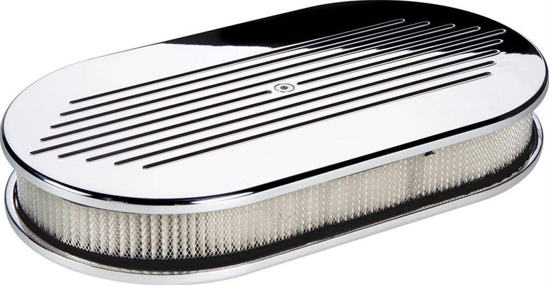 Billet Specialties Polished Aluminium Large Oval Air Cleaner Assembly - Ball Milled (BS15420) BS15420