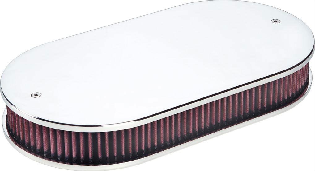 Billet Polished Aluminium Oval Dual Quad Air Cleaner Assembly - Plain (BS15529)