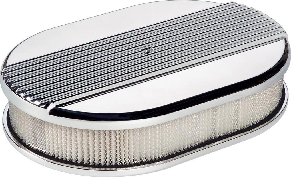 Billet Specialties Polished Aluminium Small Oval Air Cleaner Assembly - Ribbed (BS15630)