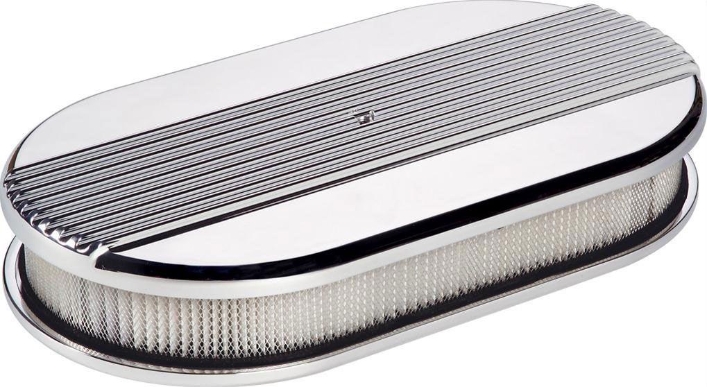 Billet Specialties Polished Aluminium Large Oval Air Cleaner Assembly - Ribbed (BS15640)