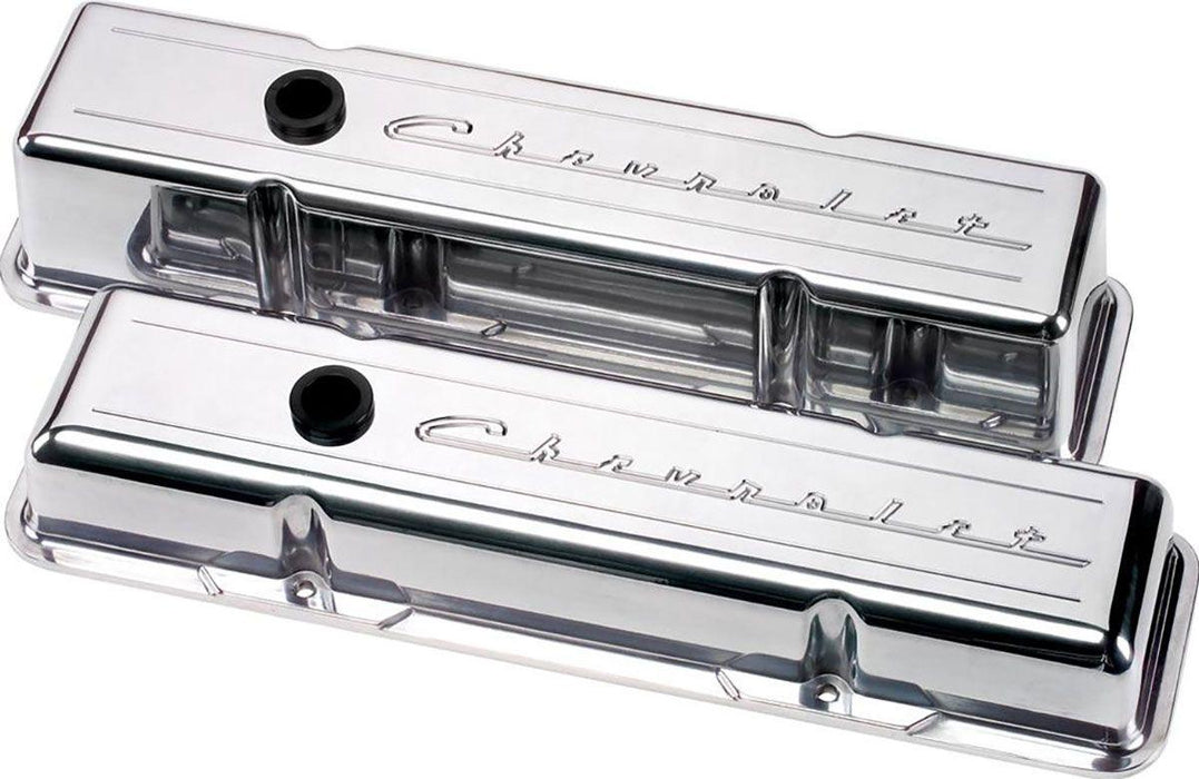 Billet Aluminium Valve Covers With Chevrolet Logo - Polished (BS95123)