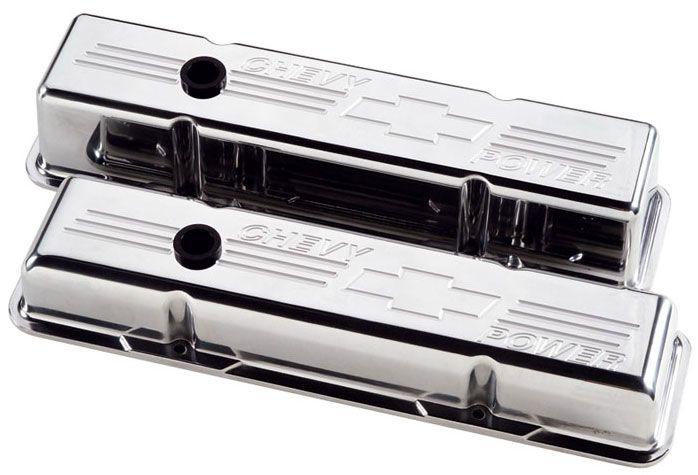 Billet Aluminium Valve Covers With Chevy Power Logo - Polished (BS95222)