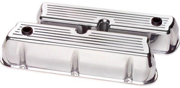 Billet SB FORD WINDSOR VALVE COVERS POLISHED BALL MILLED BILLET - P95320 (BS95320)